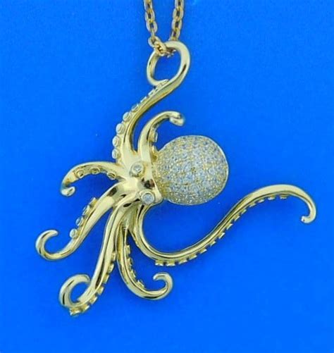 Alamea Octopus Cz Head Pendant Sterling Silver Yellow Gold Plated