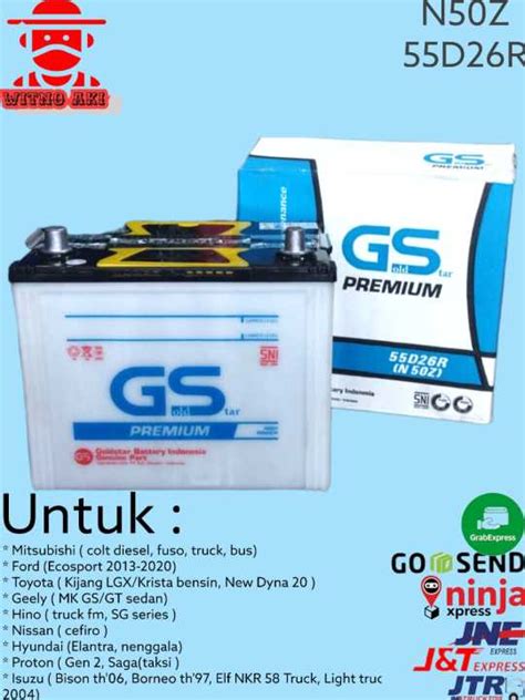 Aki Accu Mobil Basah GS Basah N50z 55D26R 12v 60ah Lazada Indonesia