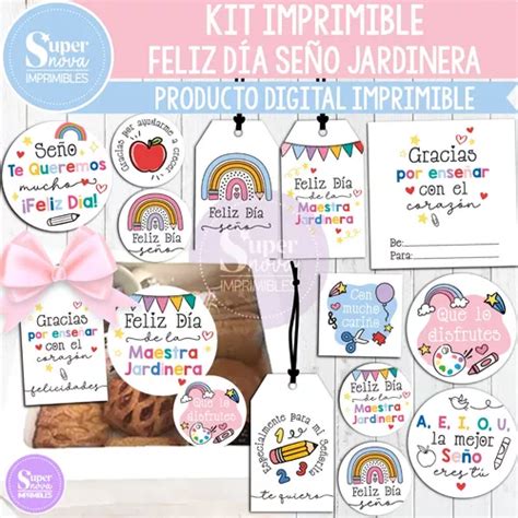 Kit Imprimible Feliz D A Se O Jardinera Tags Etiquetas Tarj Mercadolibre