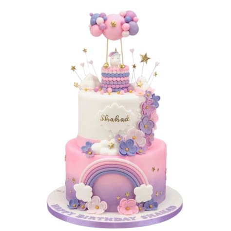 Pink And Purple Unicorn Hot Air Balloon Cake