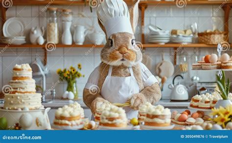 A Funny Bunny in a White Chef S Hat and Apron is Hosting an Easter Cooking Show Stock ...