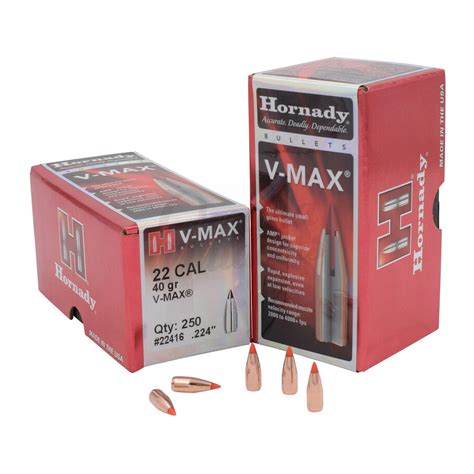 Hornady V Max 22 Caliber 224 Bullets 40 Grain 250 Box Omaha Outdoors