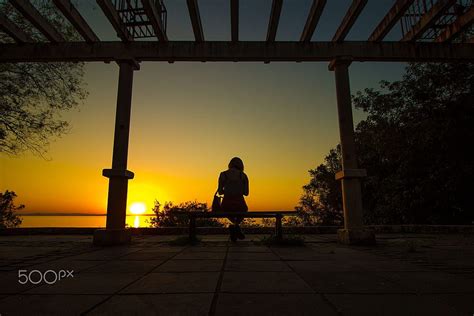 Girl Sitting Alone At The Sunset Sunset Nature Alone Girl Hd