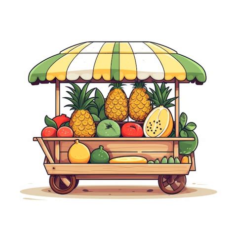 Premium Photo Enigmatic Tropics A Colorful Cartoon Fruit Cart With A