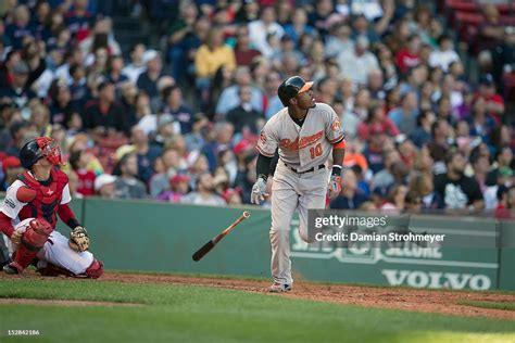 Baltimore Orioles Adam Jones In Action Vs Boston Red Sox At Fenway