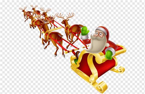 Santa Claus Reindeer Sled Christmas Santa Claus Sitting On A Sleigh