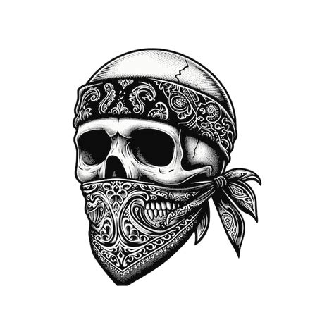 A Skull With A Bandana Human Skull With A Bandana Tied Vector