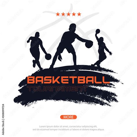 Basketball banner with players. Modern sports posters design. Stock ...