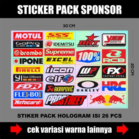 Jual Stiker Pack Racing Sticker Variasi Sponsor Gopro RCB DLL Bahan