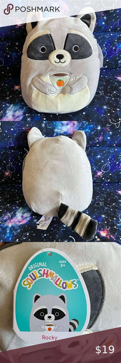 Squishmallows 8” Rocky The Raccoon Plush Stuffed Animal Grey White