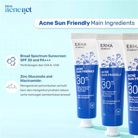 Jual SBC ERHA Acneact Acne Sun Friendly 30 G Sunscreen Wajah