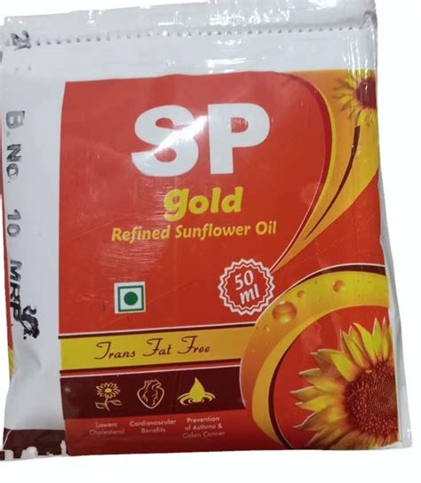 Gold Refined Sunflower Oil Packaging Type Packet Packaging Size 50