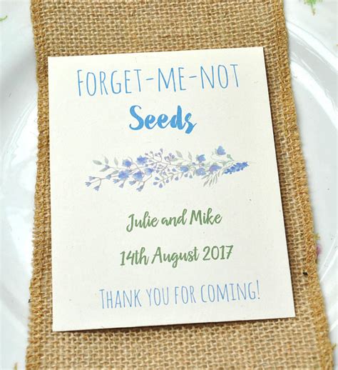 Forget Me Not Wedding Favour Seed Packet On Recycled Ivory Paper