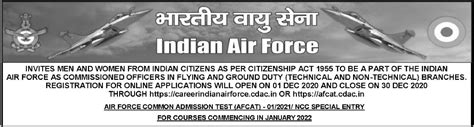 IAF AFCAT Recruitment 2021 Apply Online 235 Vacancies Afcat Cdac In