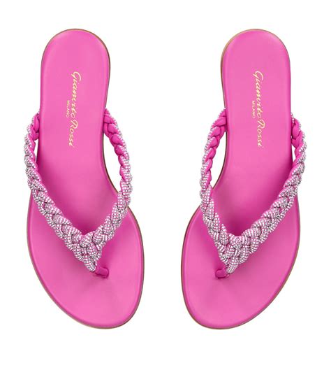 Gianvito Rossi Pink Crystal Embellished Strass Flip Flops Harrods Uk