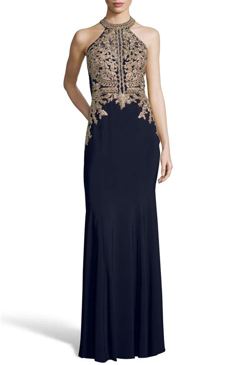 Xscape Lace Appliqué Open Back Evening Dress Nordstrom