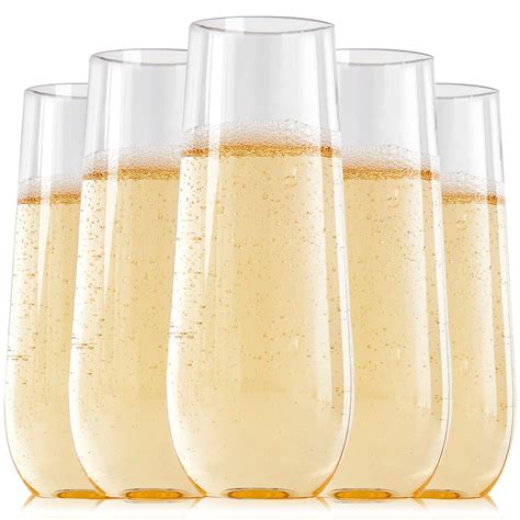 Snapklik FOCUSLINE 24 Pack Plastic Champagne Flutes 9 Oz Stemless