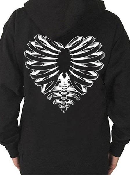 Unisex Skeleton Heart Zip Up Hoodie By Cartel Ink Black Zip Up