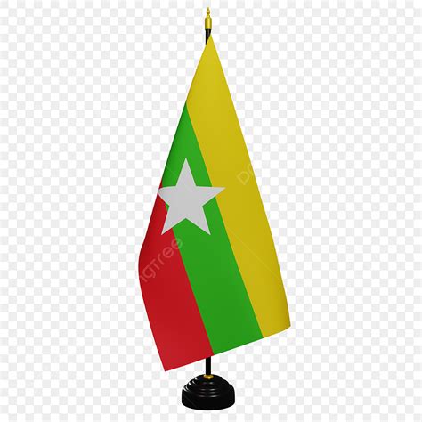 Myanmar Flag Clipart Vector Myanmar Burma Desk Or Table Flag 3d