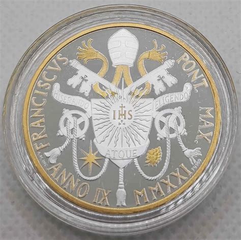 Vatican 10 Euro Silver Coin 75 Years UNESCO 2021 Gold Plated Euro