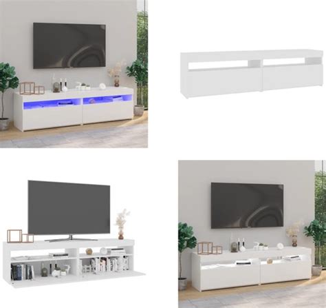 VidaXL Tv Meubelen 2 St Met LED Verlichting 75x35x40 Cm Hoogglans Wit