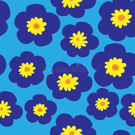 Floral Seamless Pattern With Blue Violets On A Blue Background Stock