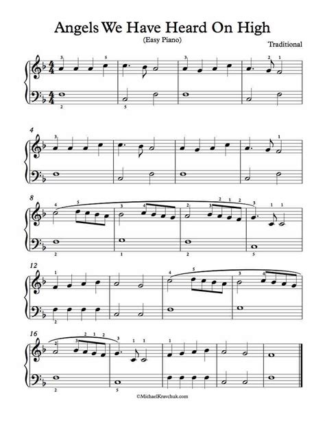 Free Piano Arrangement Sheet Music Angels We Have Heard On High