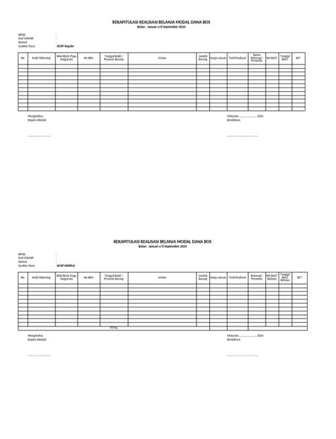 Form Realisasi Belanja Modal Bos 2024 Pdf
