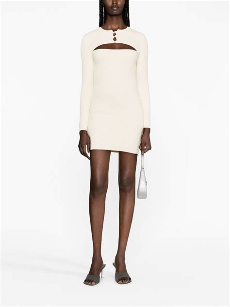 Alexander Wang Cut Out Knitted Minidress Neutrals Farfetch