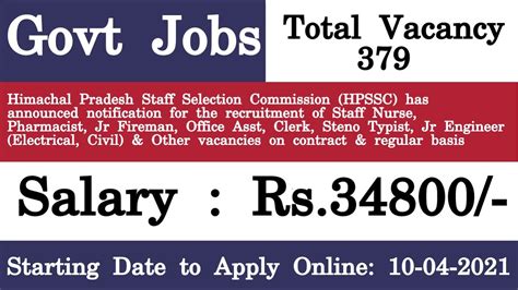 HPSSC Various Vacancy Recruitment 2021 Apply Online For 379 Vacancy