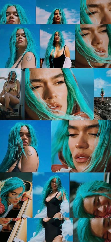 A Collage Of Photos With Blue Hair