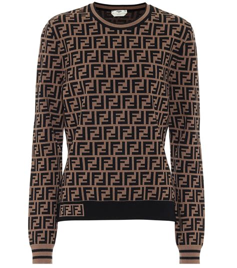 Fendi Ff Jacquard Sweater In Brown Lyst