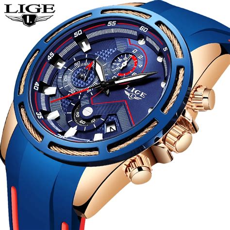 Reloje New LIGE Fashion Mens Watches Top Brand Luxury Silicone Strap