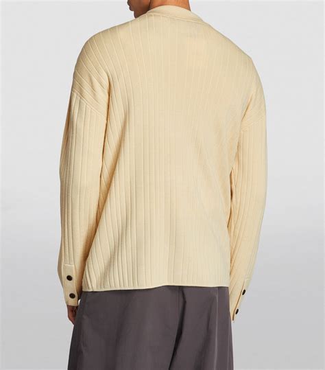 Mens Nanushka Beige Merino Blend Rib Knit Torben Cardigan Harrods