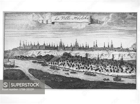 Russia, 19th century. The city of Tobolsk, historical capital of ...