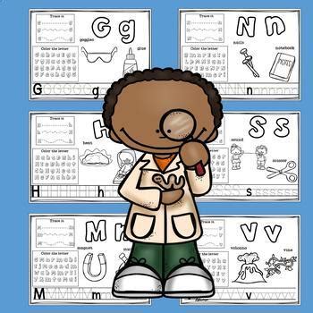 Alphabet Workbook: Worksheets A-Z Science Theme by Starlight Treasures