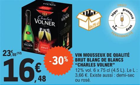 Promo Vin Mousseux De Qualité Brut Blanc De Blancs Charles Volner