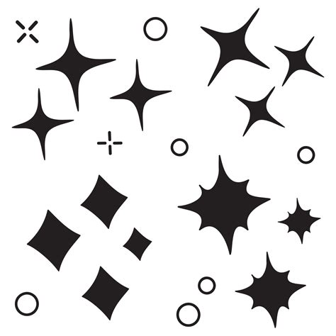 Doodle Set Of Vector Stars Sparkle Icon Clean Surface Icon Glowing