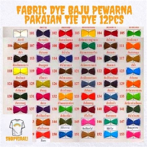 Fabric Dye Baju Pewarna Pakaian Tie Dye 12pcs Shopee Malaysia