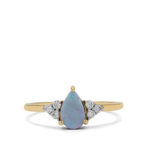 Crystal Opal On Ironstone And White Zircon 9k Gold Ring Gemporia