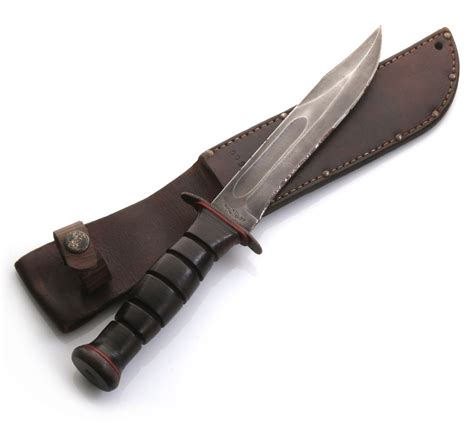 82 Two Us Military Fighting Knives With Leather Sheaths