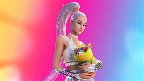 Ariana Grande With Piggy Plush Toy HD Fortnite Wallpapers | HD Wallpapers | ID #99373