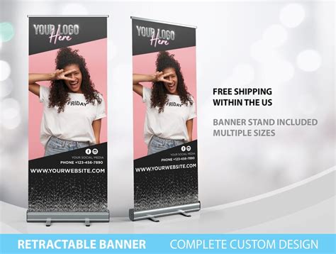 Retractable Banner Custom Roll Up Banner Stand Pop Up Banner Etsy