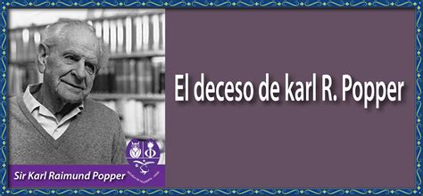 El deceso de karl R Popper Escuela de Filosofía UASD