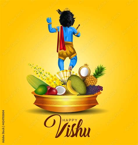 Vecteur Stock Happy Vishu Greetings April 14 Kerala Festival With