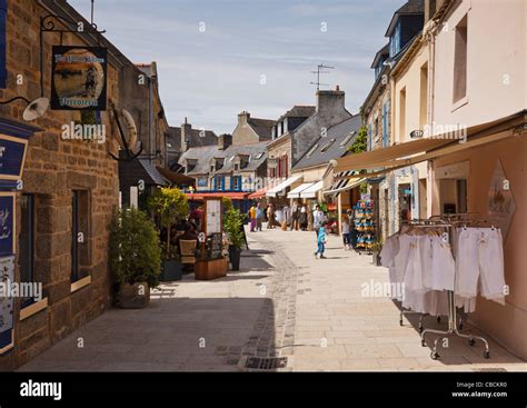 Shops in the old town at Concarneau, Finistere, Brittany, France Stock ...