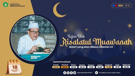 Kajian Kitab Risalatul Muawanah Edisi Ramadlan H Bersama Kh