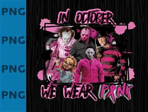 In October We Wear Pink PNG File Horror Characters Film Png Etsy