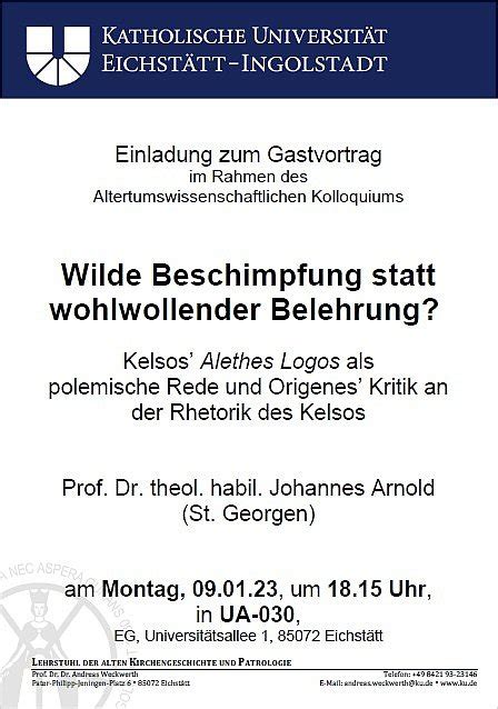 Einladung Zum Gastvortrag Von Prof Dr Theol Habil Johannes Arnold