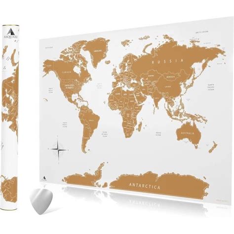 Asquare Carte Du Monde Gratter De Qualit Sup Rieure X Cm